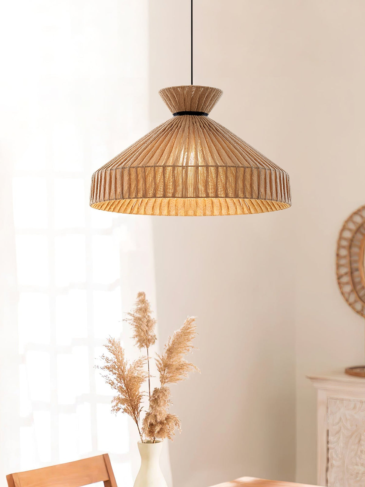 Cusoren elegant tidvattenmönstrad pendellampa i tyg