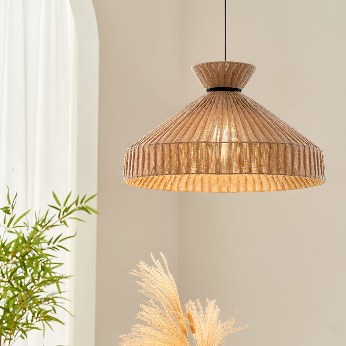 Cusoren elegant tidvattenmönstrad pendellampa i tyg