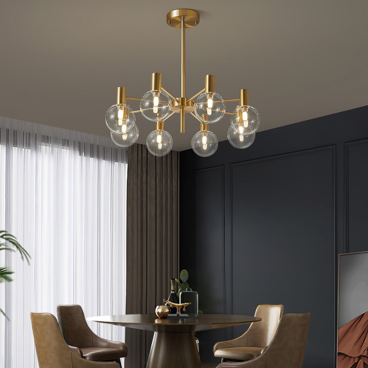 Veloiel modern globkrona i glas med guldram