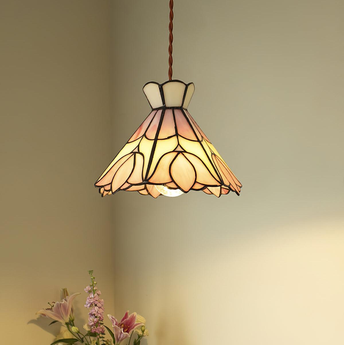 Rosependellamper i glas