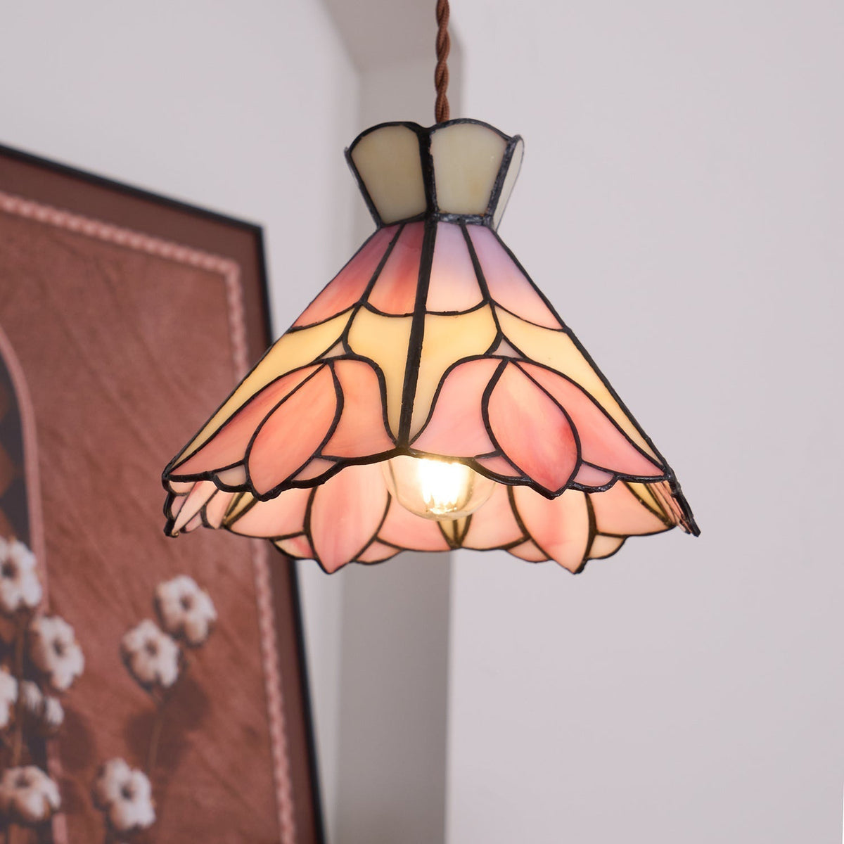 Rosependellamper i glas