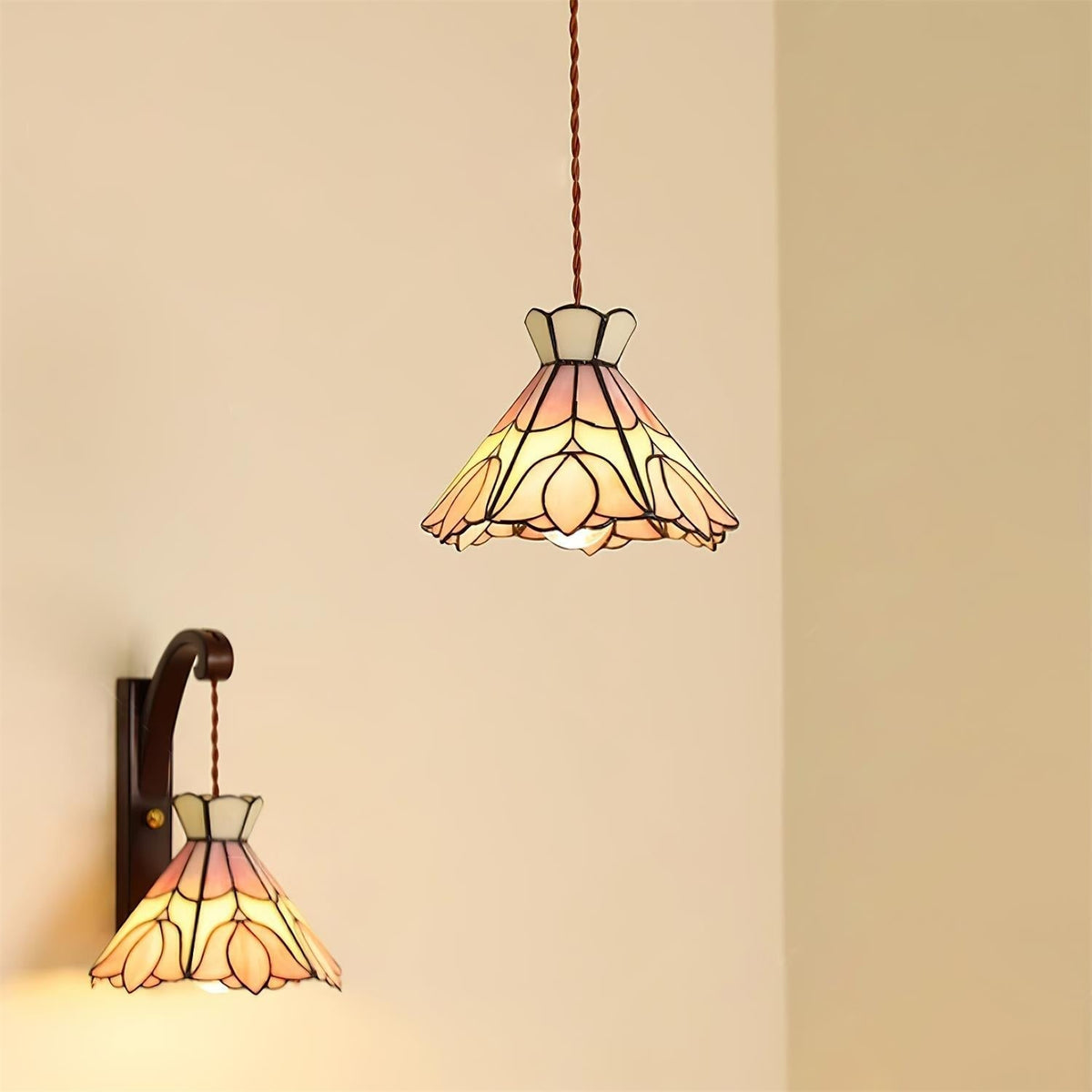 Rosependellamper i glas
