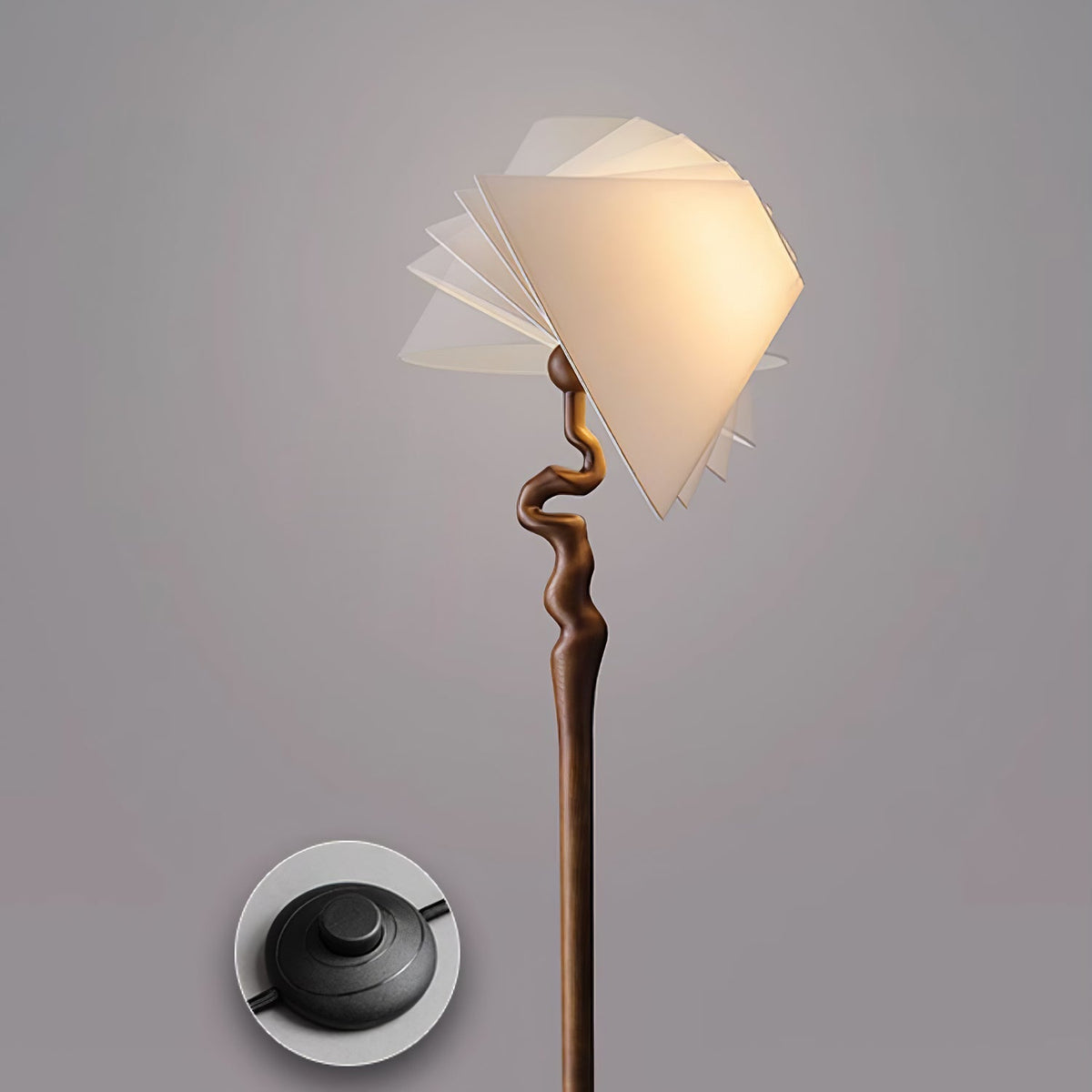 Avloril kunstnerisk gulvlampe i træ
