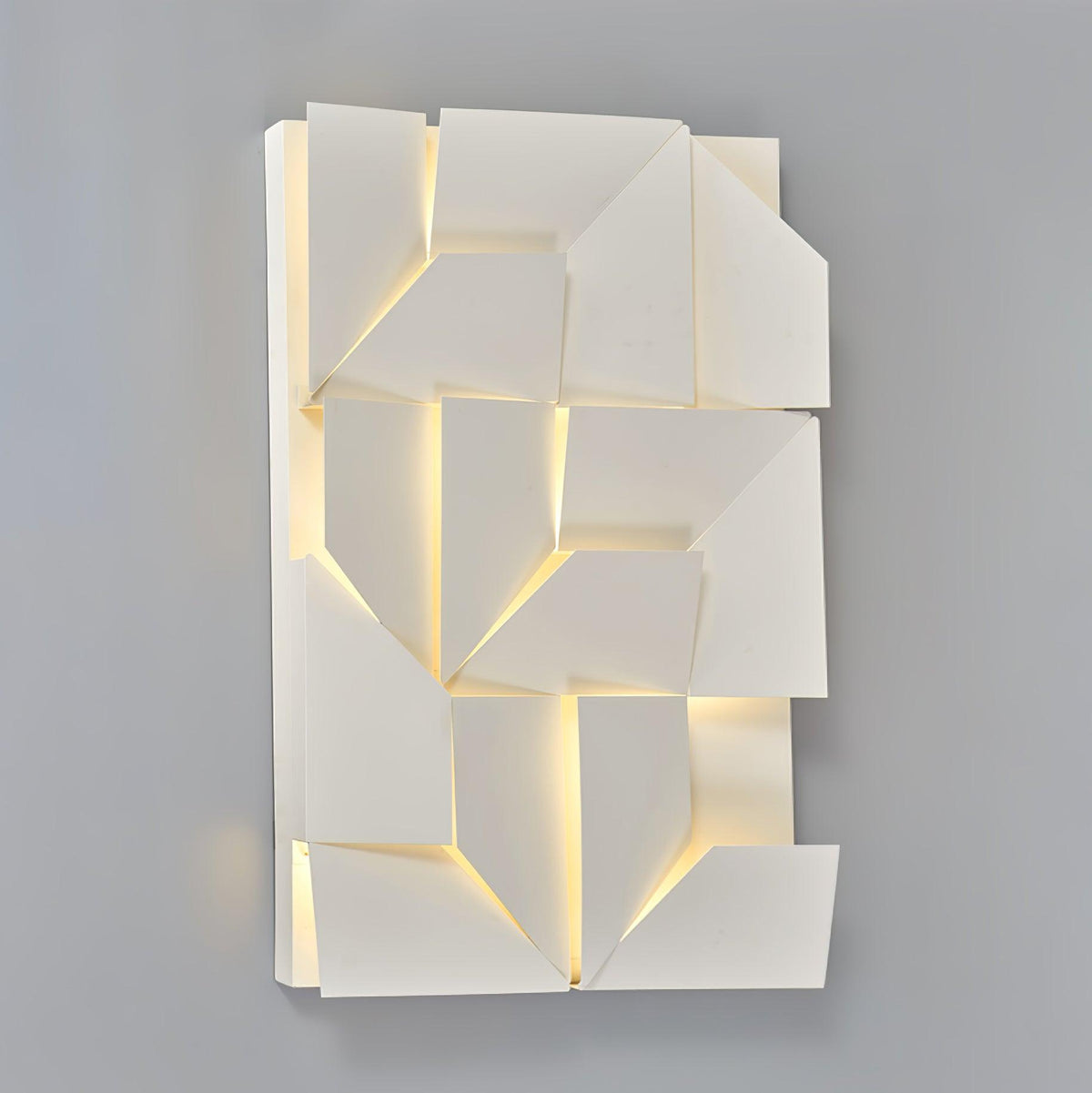 Væglampe med 3D-geometriske paneler, lagdelt lyskunst, fjernbetjent dæmpning, moderne