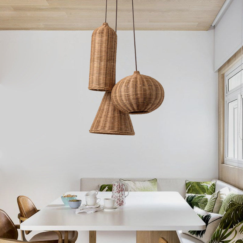 Marleigh pendel-lampe i flettet rattan