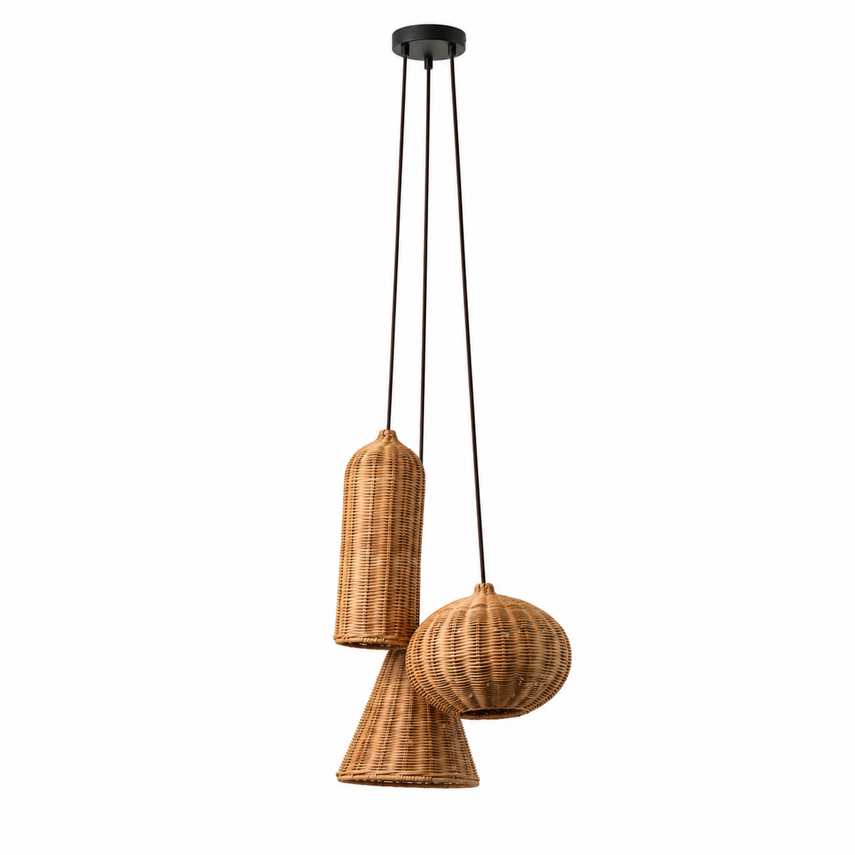 Marleigh pendel-lampe i flettet rattan