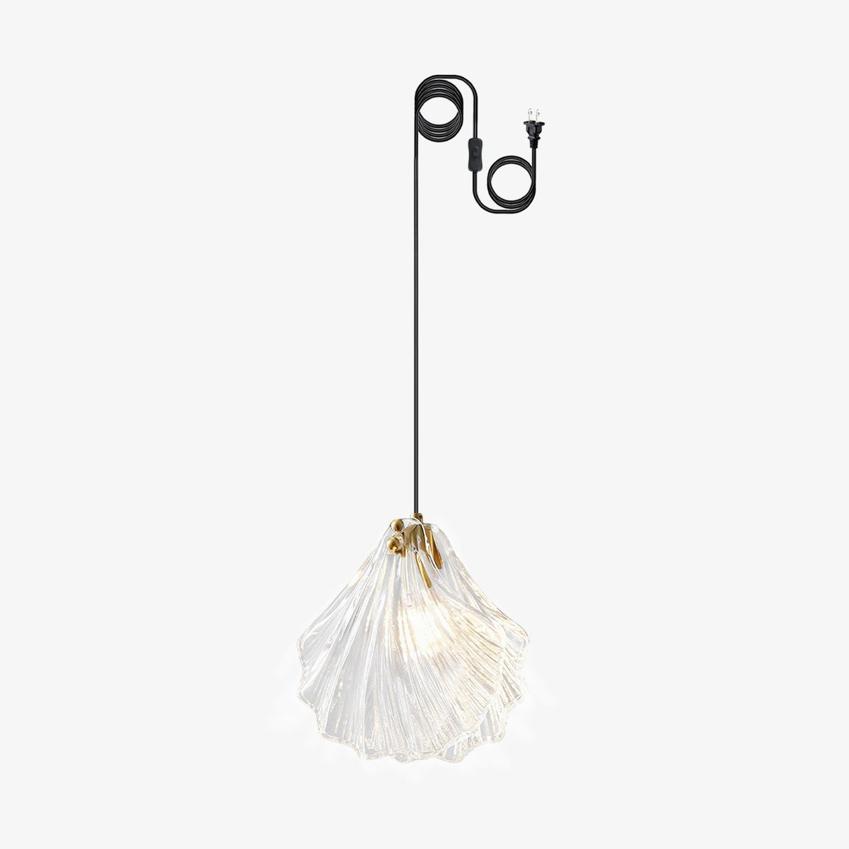 Covene Nordic Art Mini-pendel i muslingeskal og glas med swag-ledning