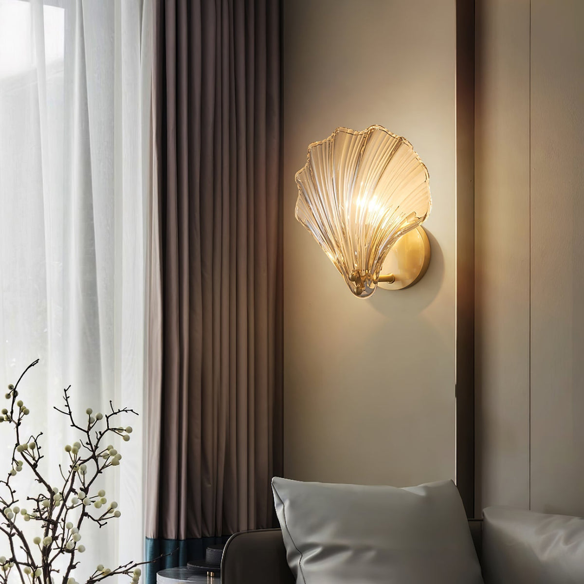 Candeeiro de parede Neo Premium Elegance em latão e vidro