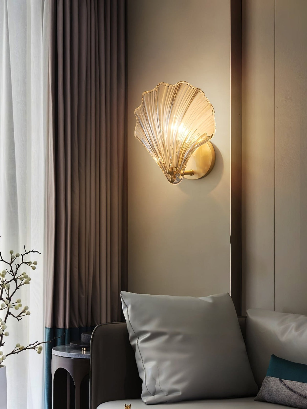 Candeeiro de parede Neo Premium Elegance em latão e vidro
