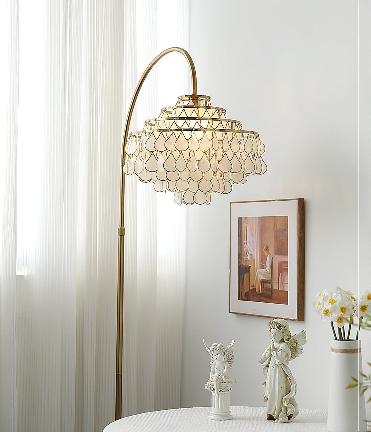 Luksus-gulvlampe med skal Emily
