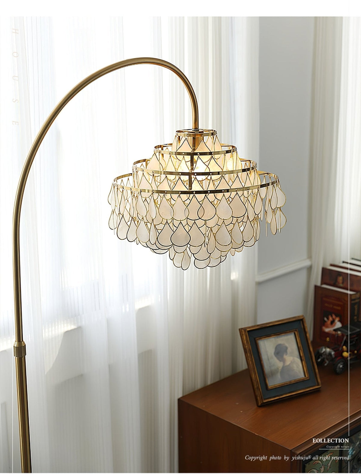 Luksus-gulvlampe med skal Emily