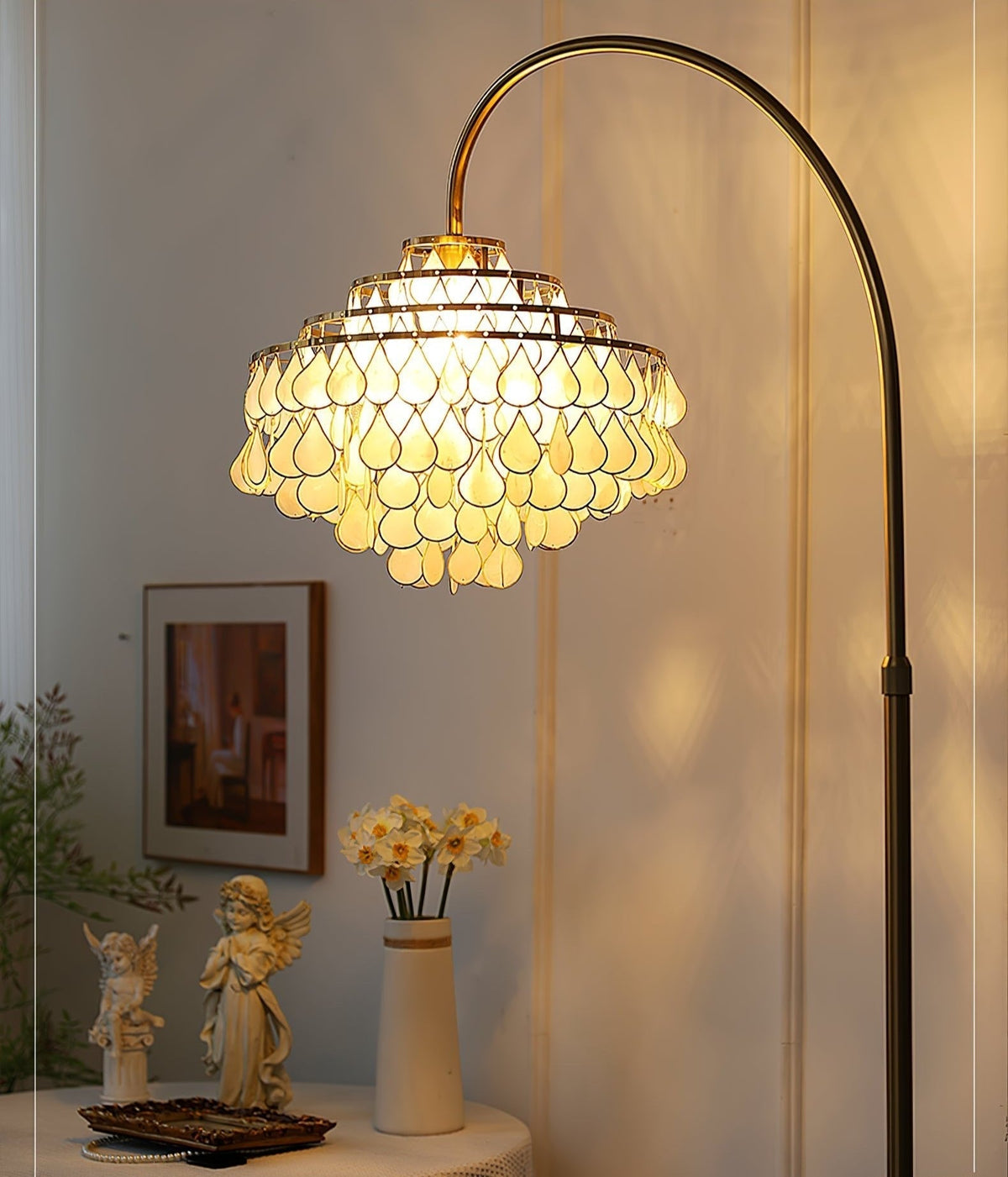 Luksus-gulvlampe med skal Emily