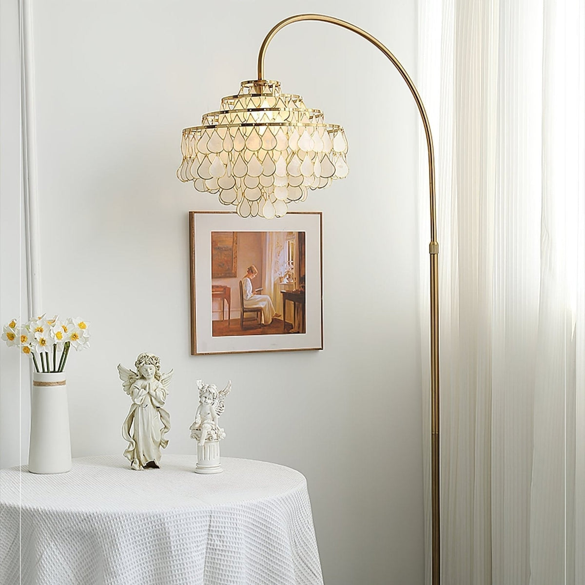 Luksus-gulvlampe med skal Emily