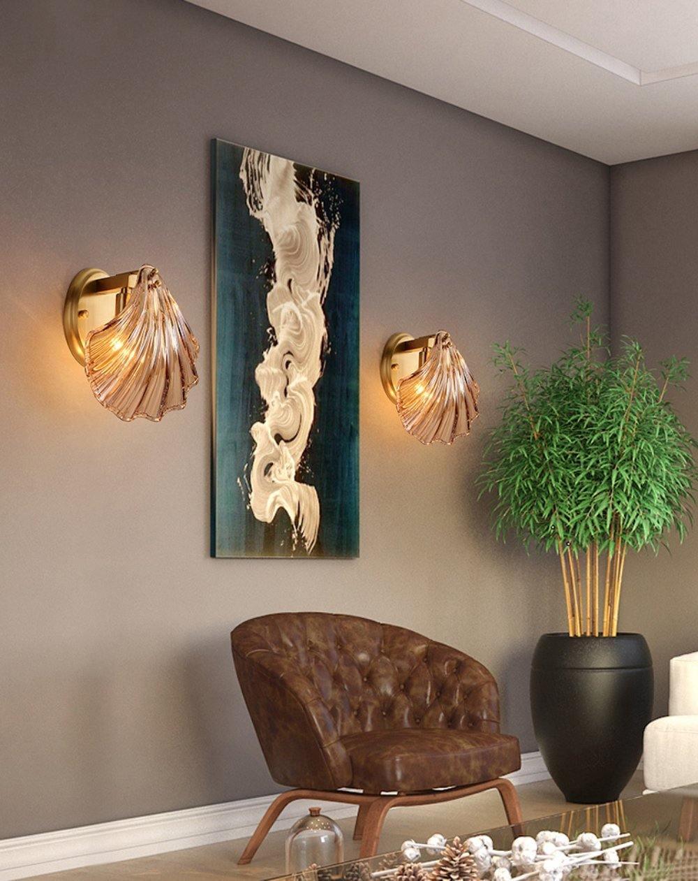 Candeeiro de parede Neo Premium Elegance em latão e vidro