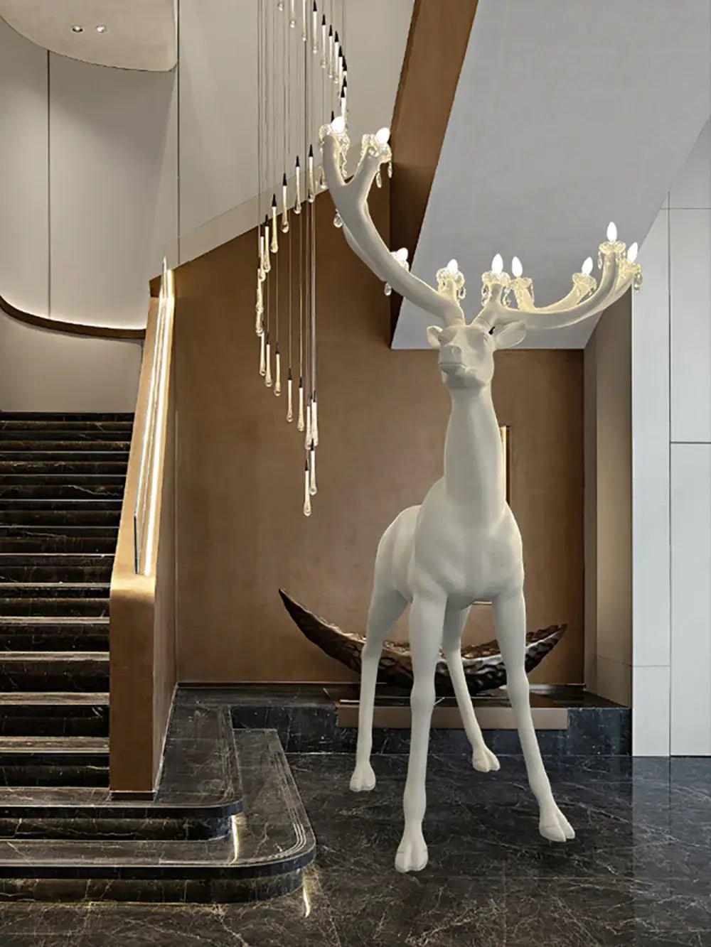 Veluaine-gulvlampe med hjortefigur, legende og kunstnerisk