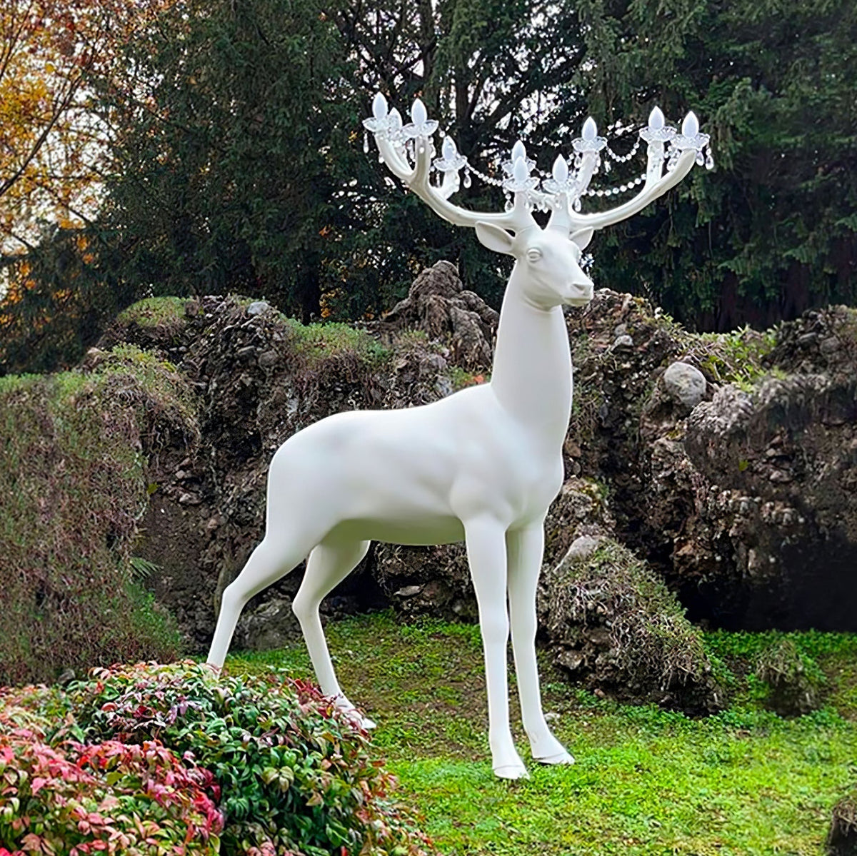 Veluaine-gulvlampe med hjortefigur, legende og kunstnerisk
