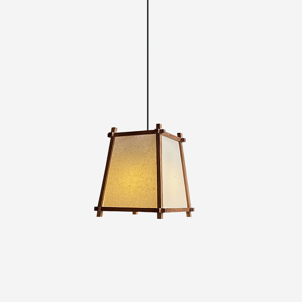 Ritta-pendellampe med stof og geometrisk ramme