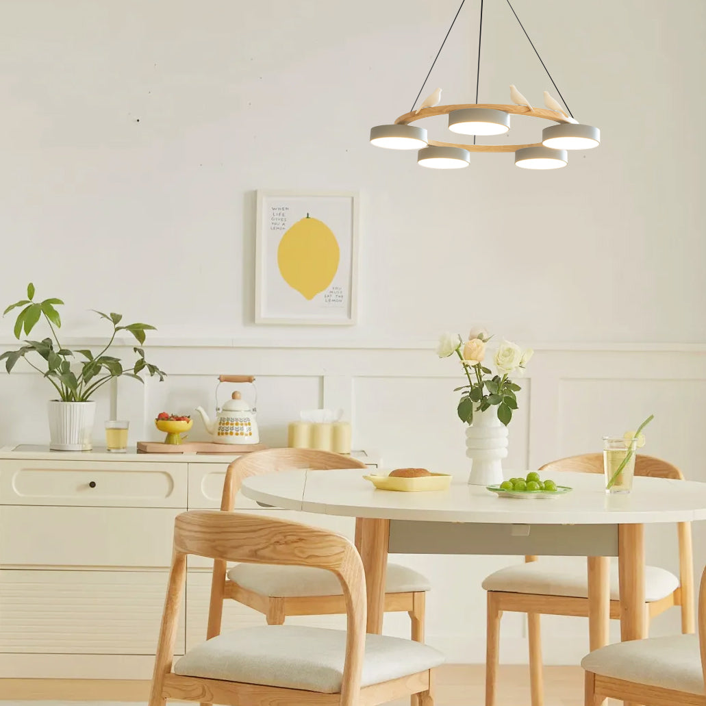Cliff rund lysekrone med fugle