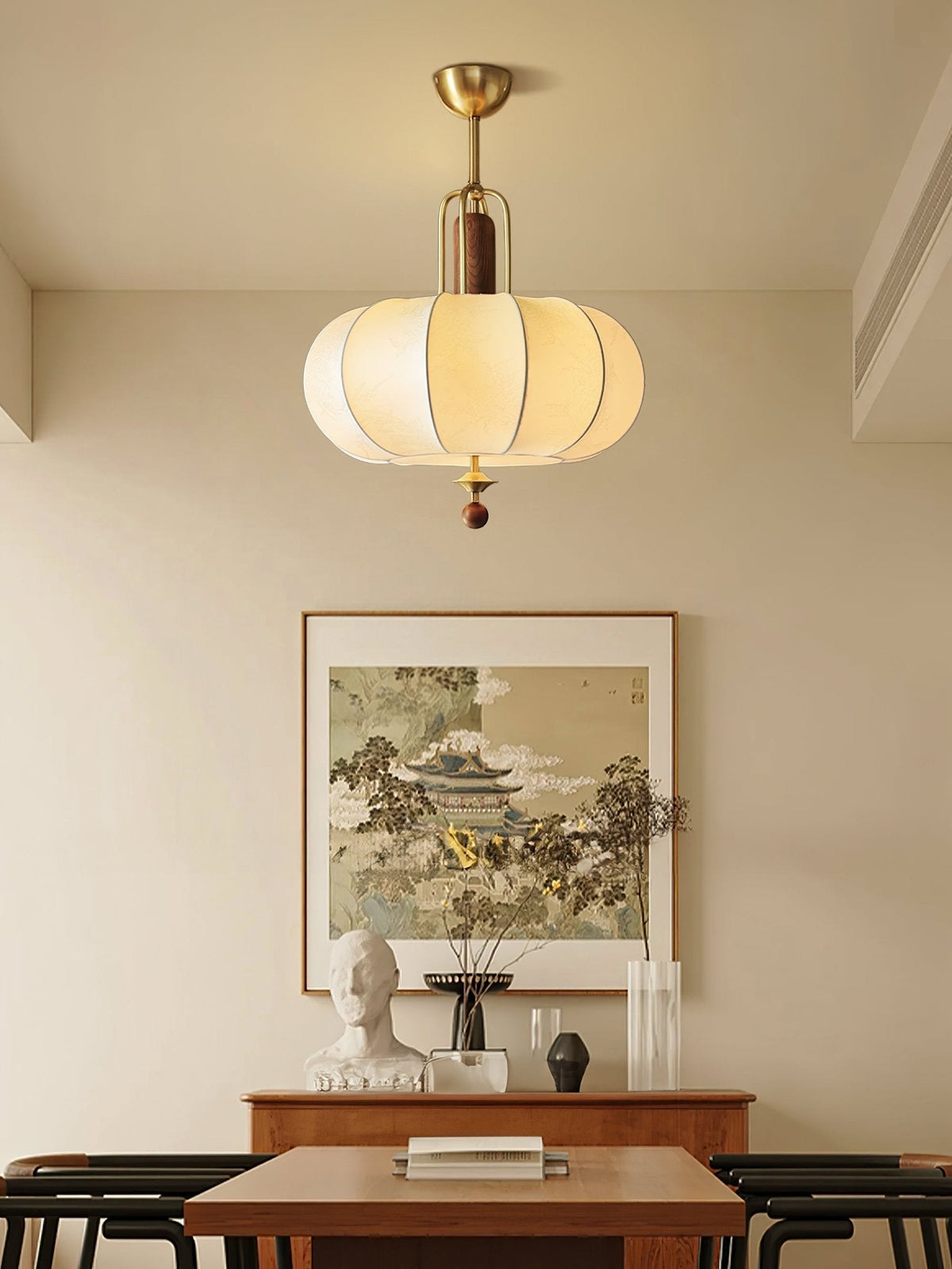 Candeeiro suspenso retro dourado Caseline