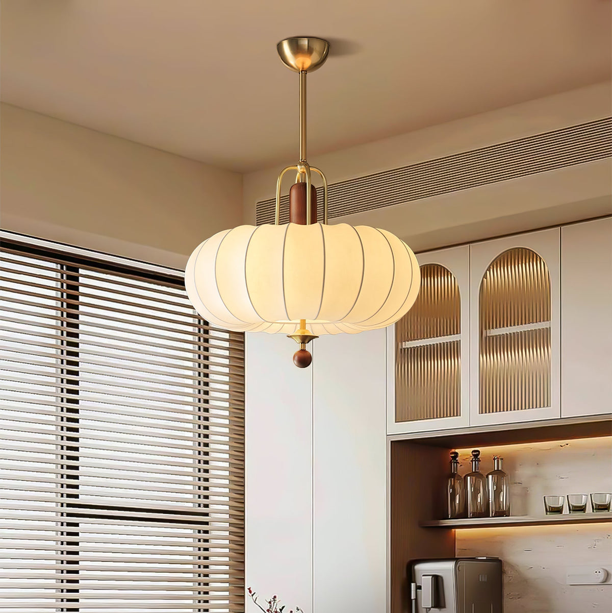 Candeeiro suspenso retro dourado Caseline