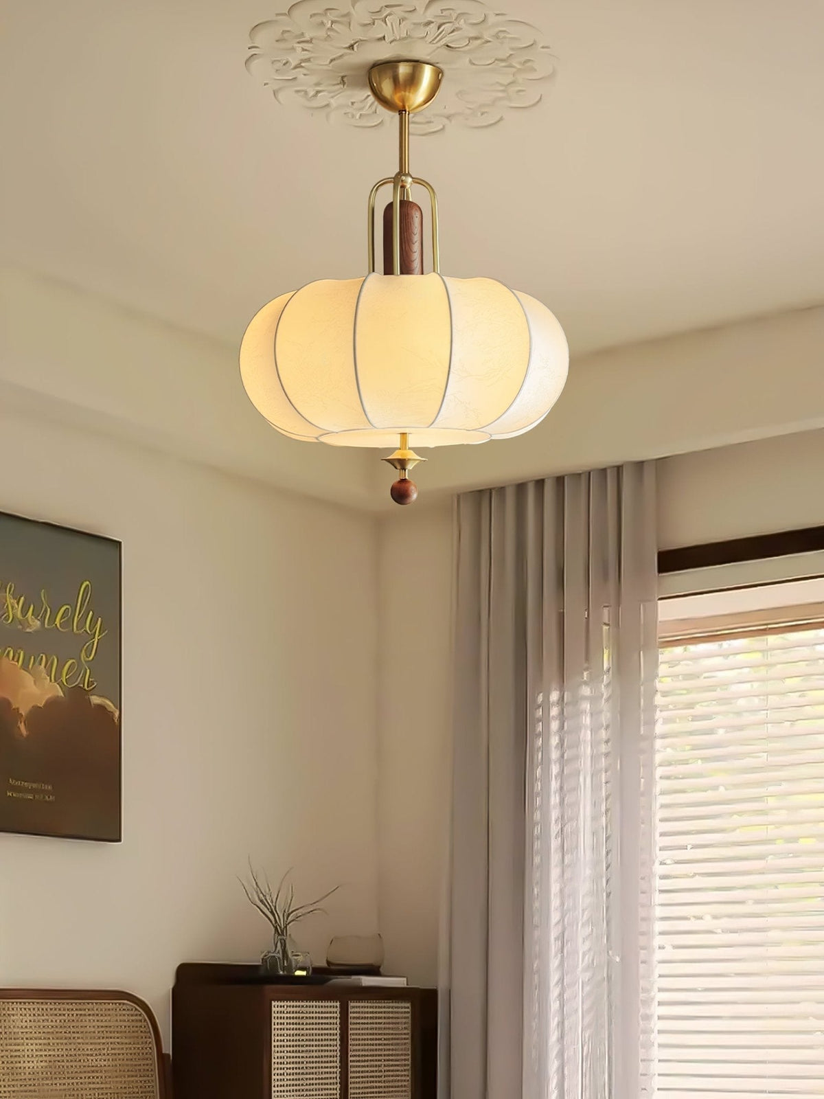 Candeeiro suspenso retro dourado Caseline