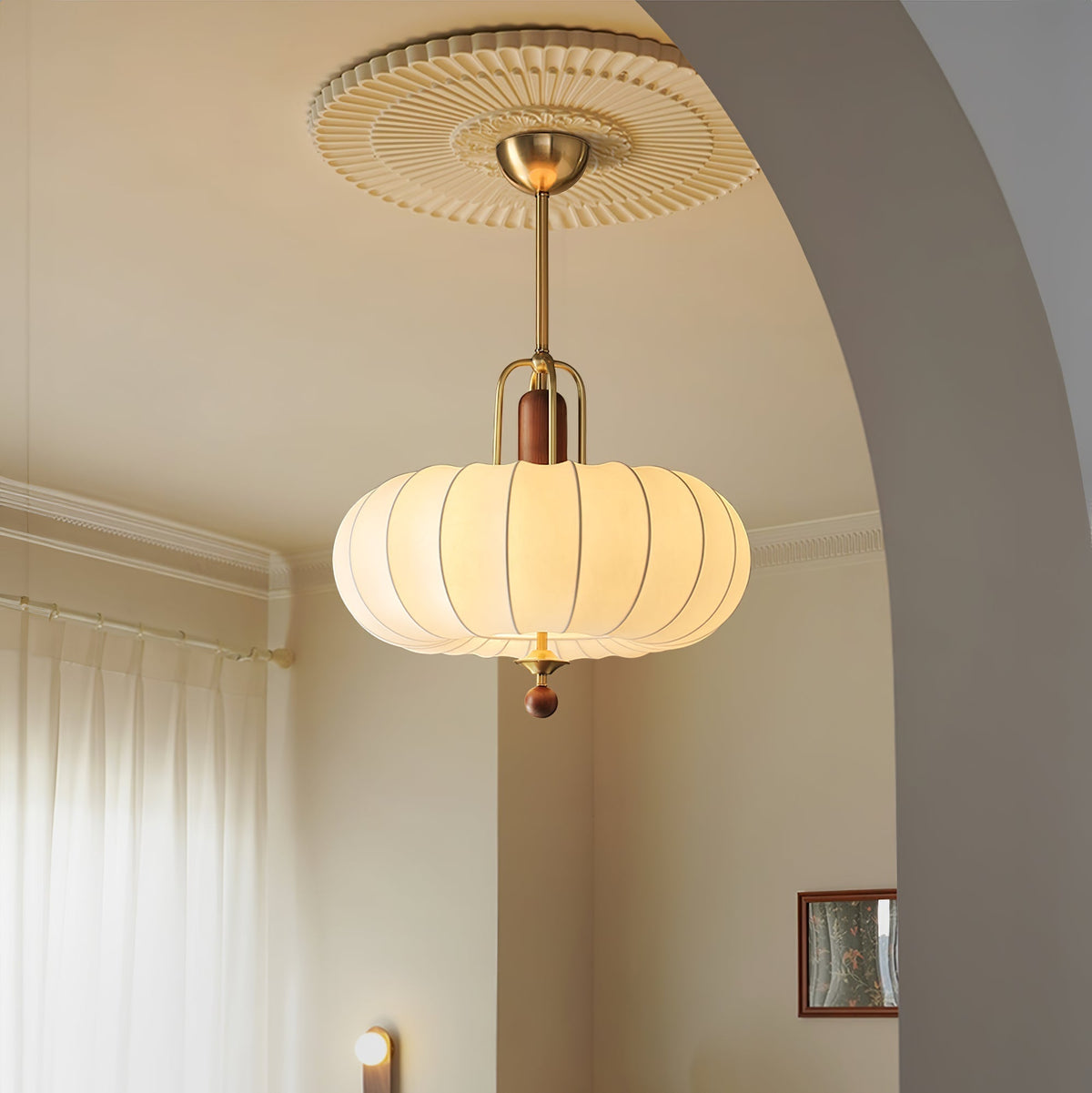 Candeeiro suspenso retro dourado Caseline
