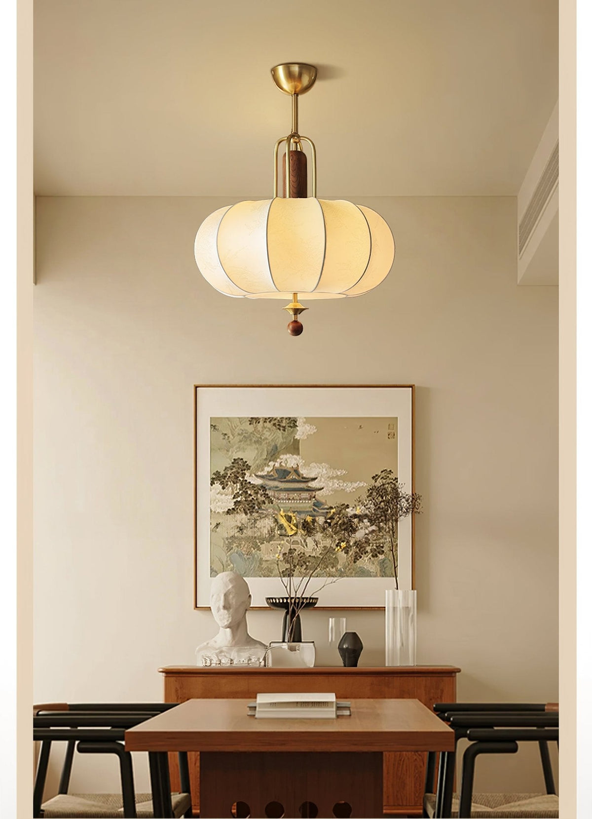 Candeeiro suspenso retro dourado Caseline