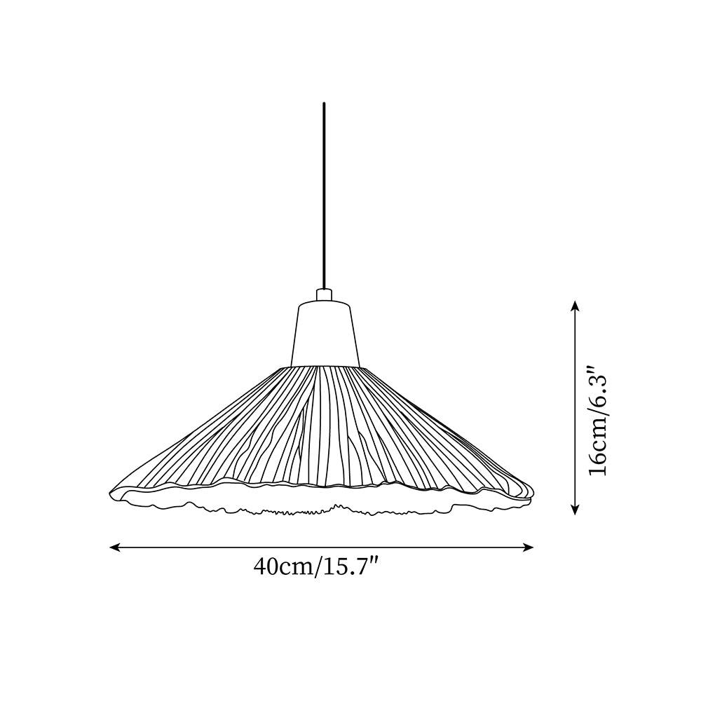 Pendel-lampe med trætophæng og tekstureret cementskærm i grå og naturfarver i japandi-stil