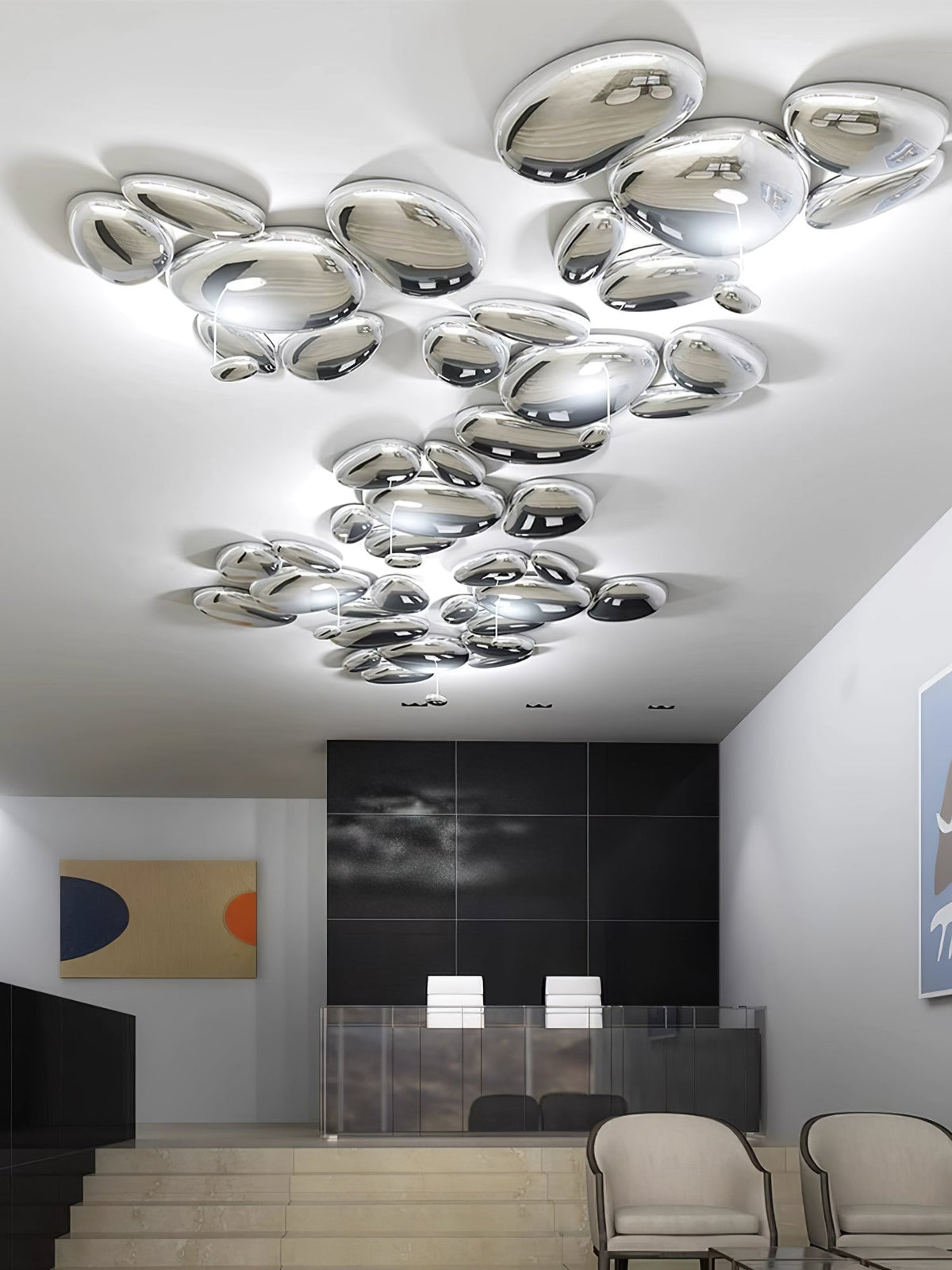 Vostix modern taklampa i krom med småstensdesign