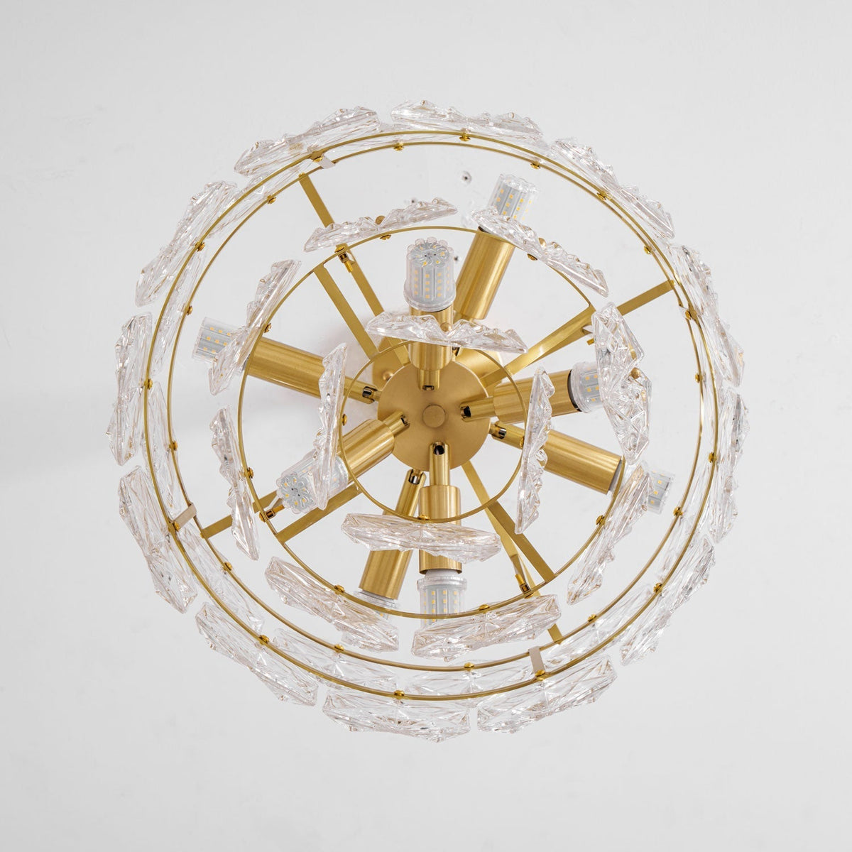 Candeeiro de lustre Eirararia em vidro dourado com flocos de neve