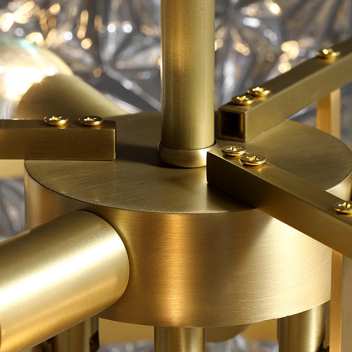 Candeeiro de lustre Eirararia em vidro dourado com flocos de neve