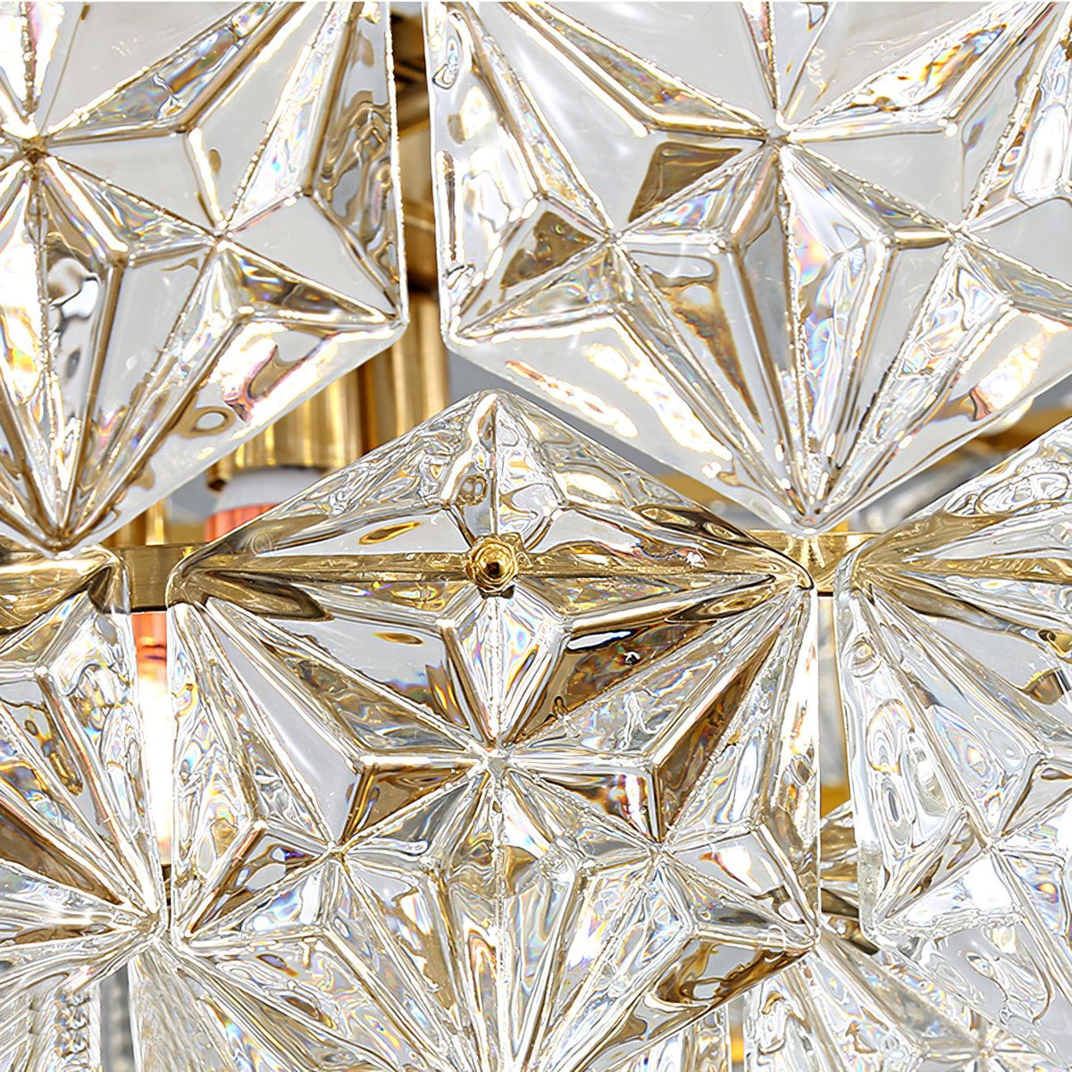 Candeeiro de lustre Eirararia em vidro dourado com flocos de neve