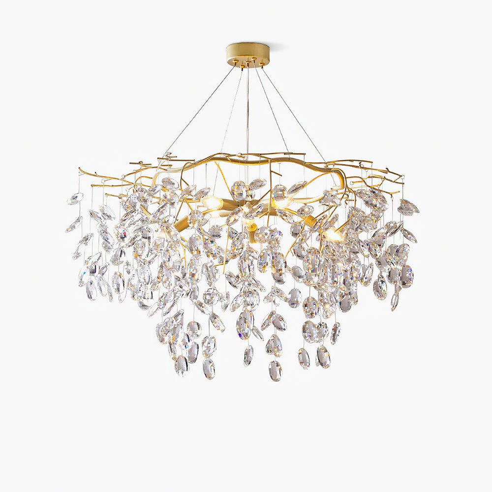 Luxirian kristallkrona med gyllene grenar och LED