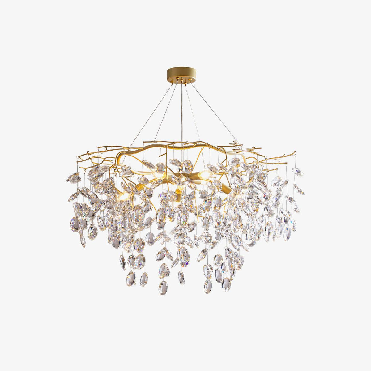 Luxirian kristallkrona med gyllene grenar och LED