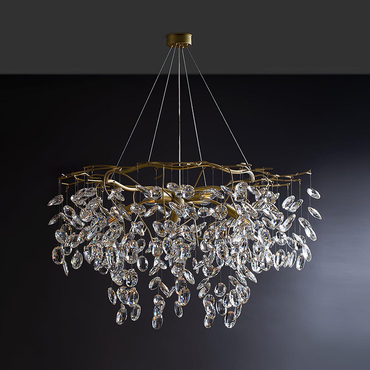 Luxirian kristallkrona med gyllene grenar och LED