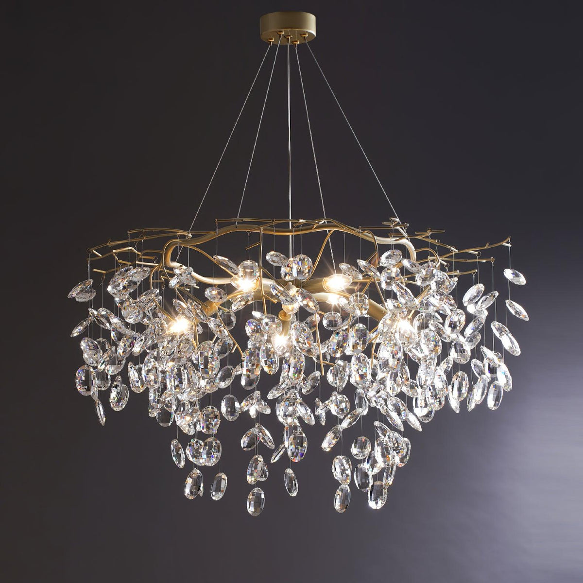 Luxirian kristallkrona med gyllene grenar och LED