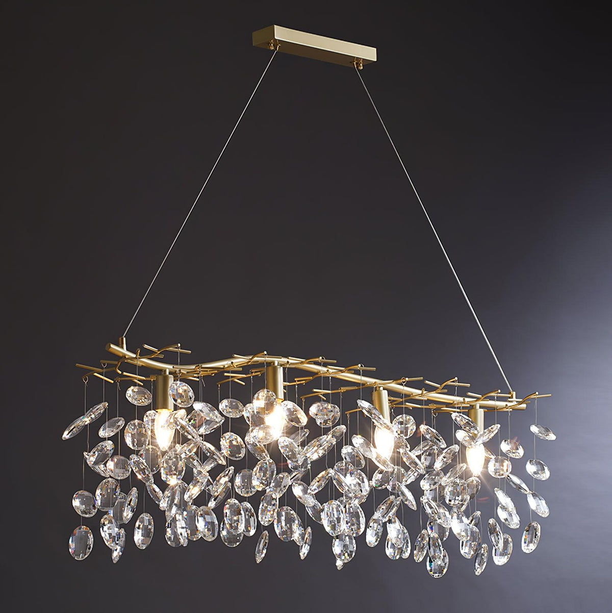 Luxirian kristallkrona med gyllene grenar och LED