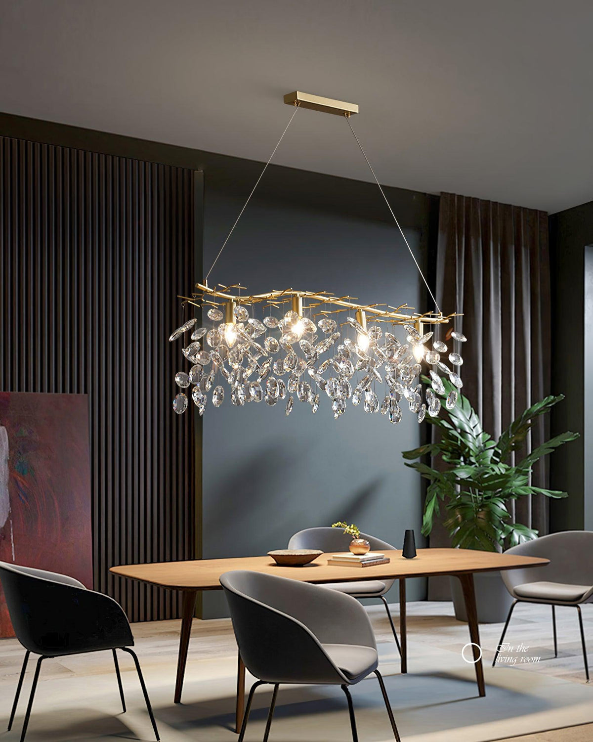 Luxirian kristallkrona med gyllene grenar och LED