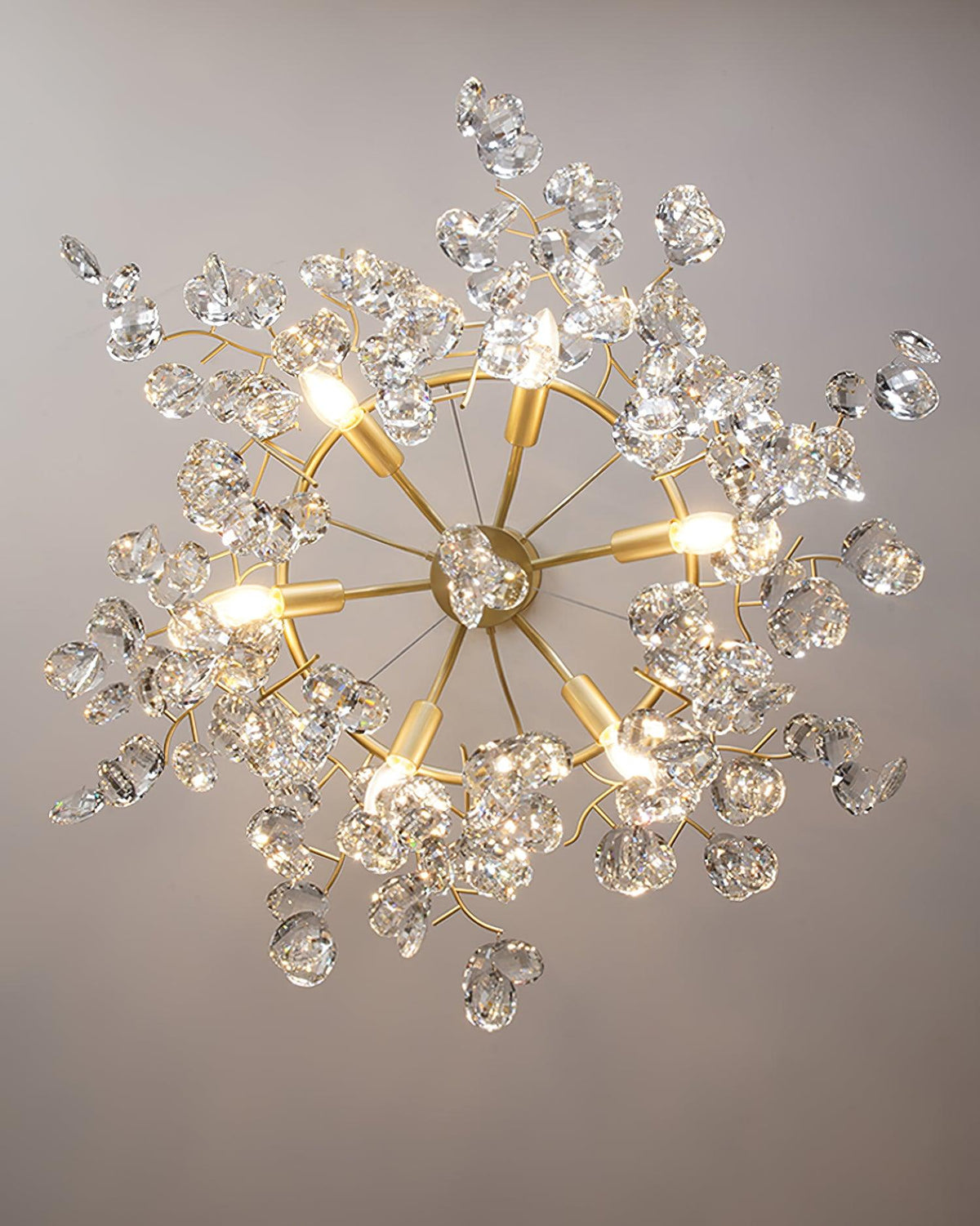 Luxirian kristallkrona med gyllene grenar och LED
