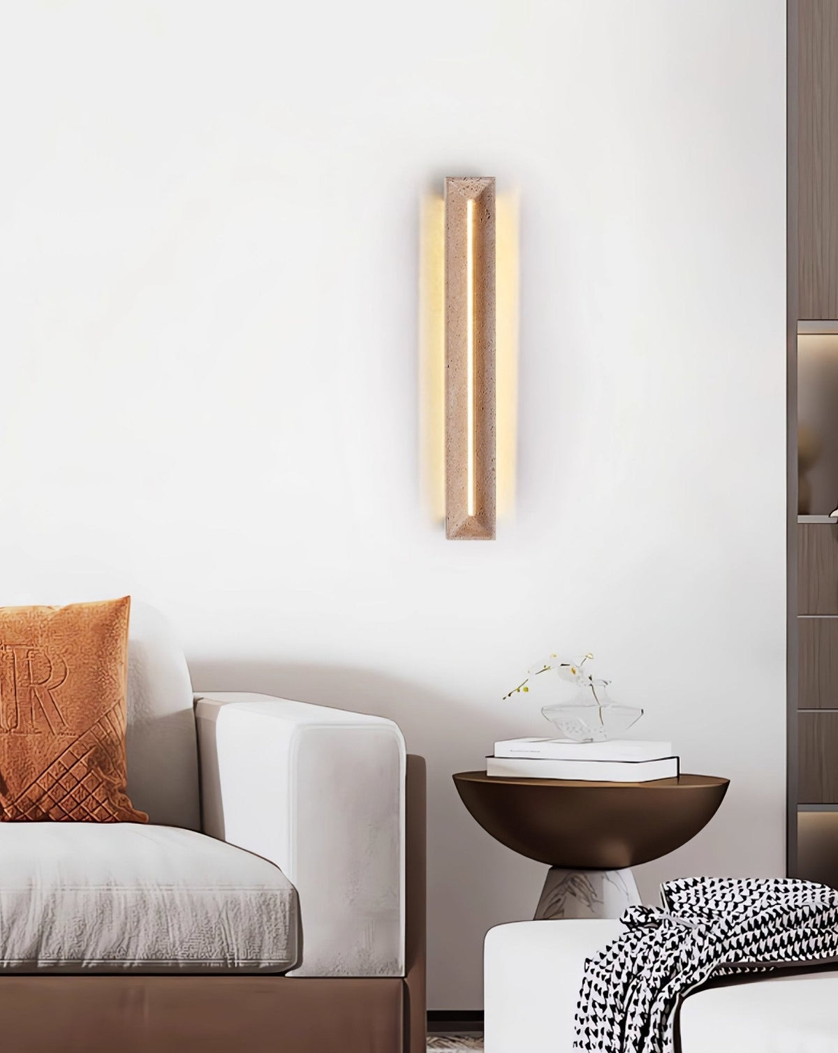 Dfi minimalistisk vägglampa i travertin
