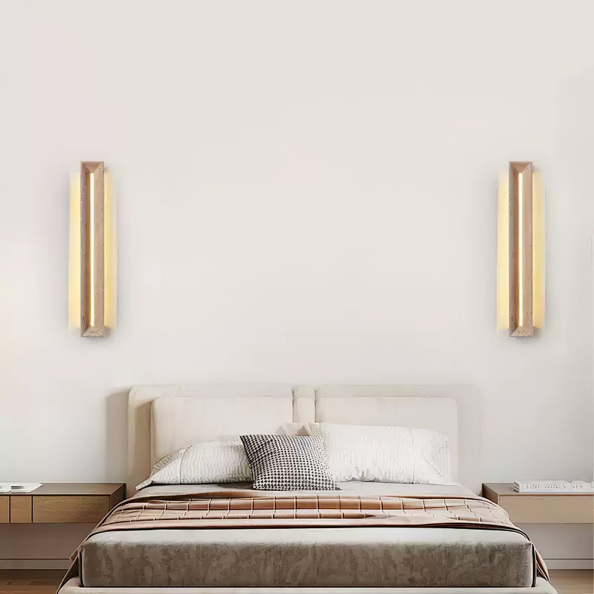 Dfi minimalistisk vägglampa i travertin