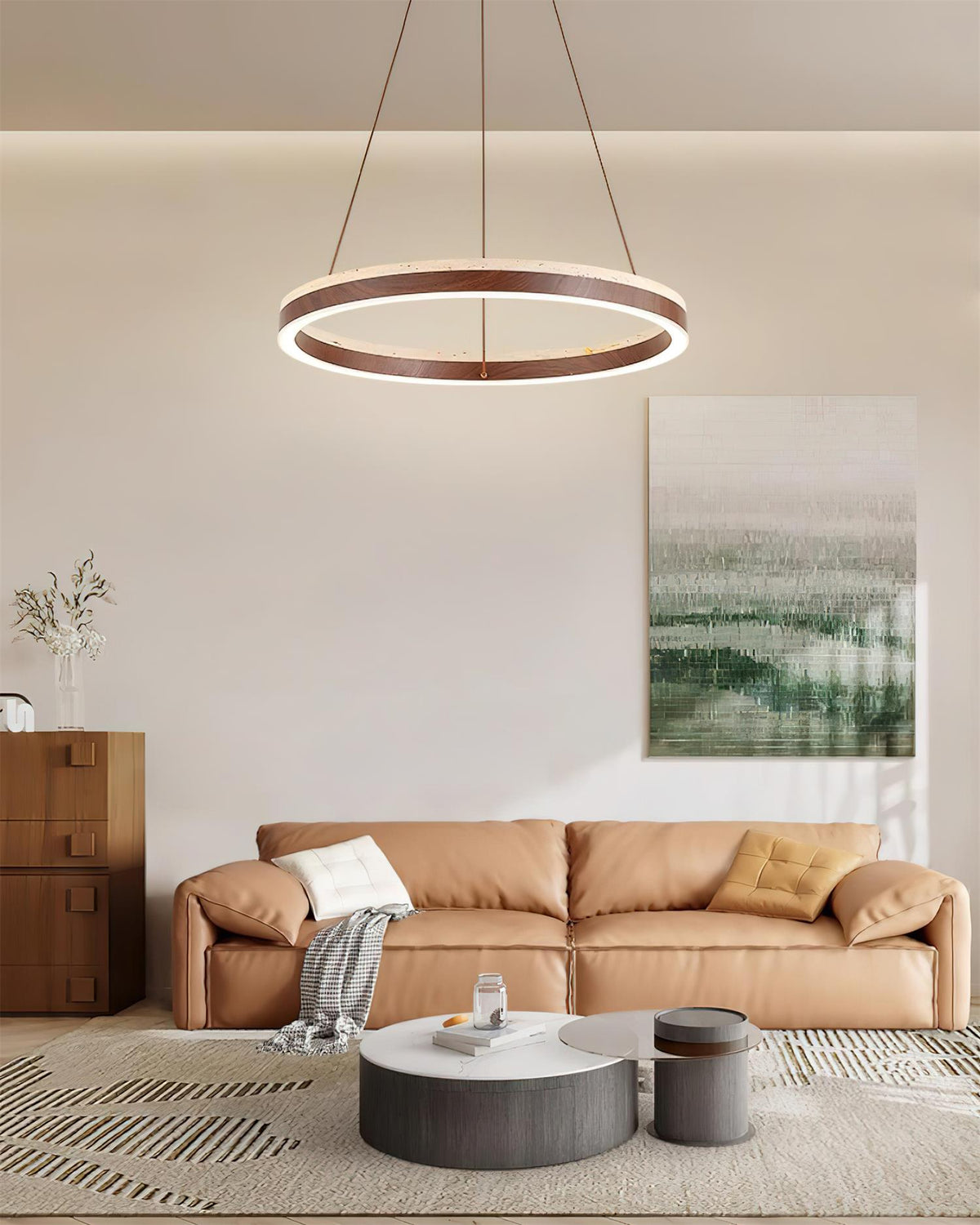 Loren ljuskrona travertin geometrisk ring
