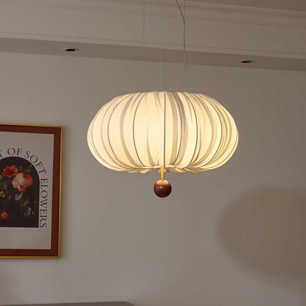 Vasilen premium nordisk kunstnerisk ballonformet loftslampe i træ og stof