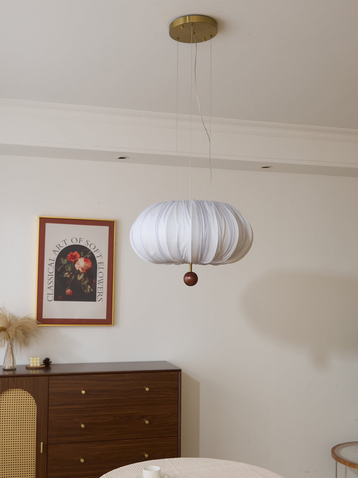 Vasilen premium nordisk kunstnerisk ballonformet loftslampe i træ og stof
