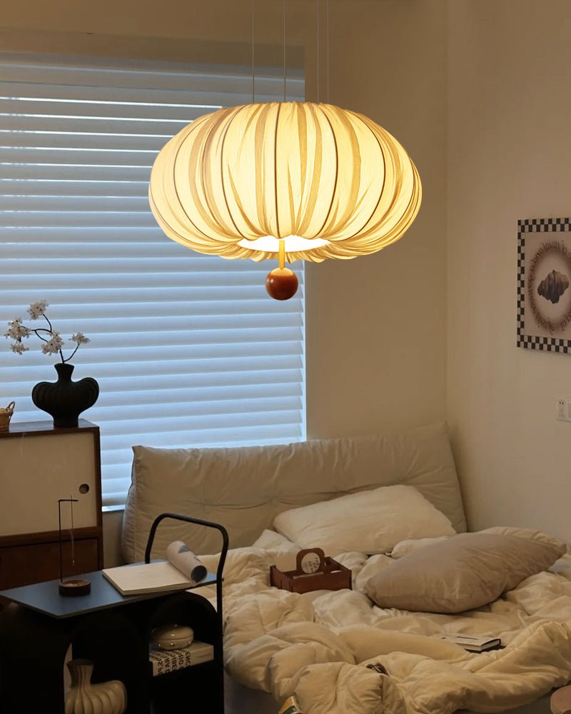 Vasilen premium nordisk kunstnerisk ballonformet loftslampe i træ og stof