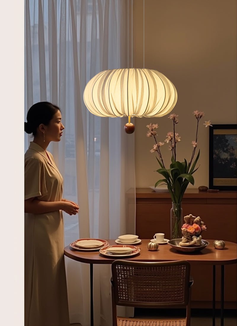 Vasilen premium nordisk kunstnerisk ballonformet loftslampe i træ og stof