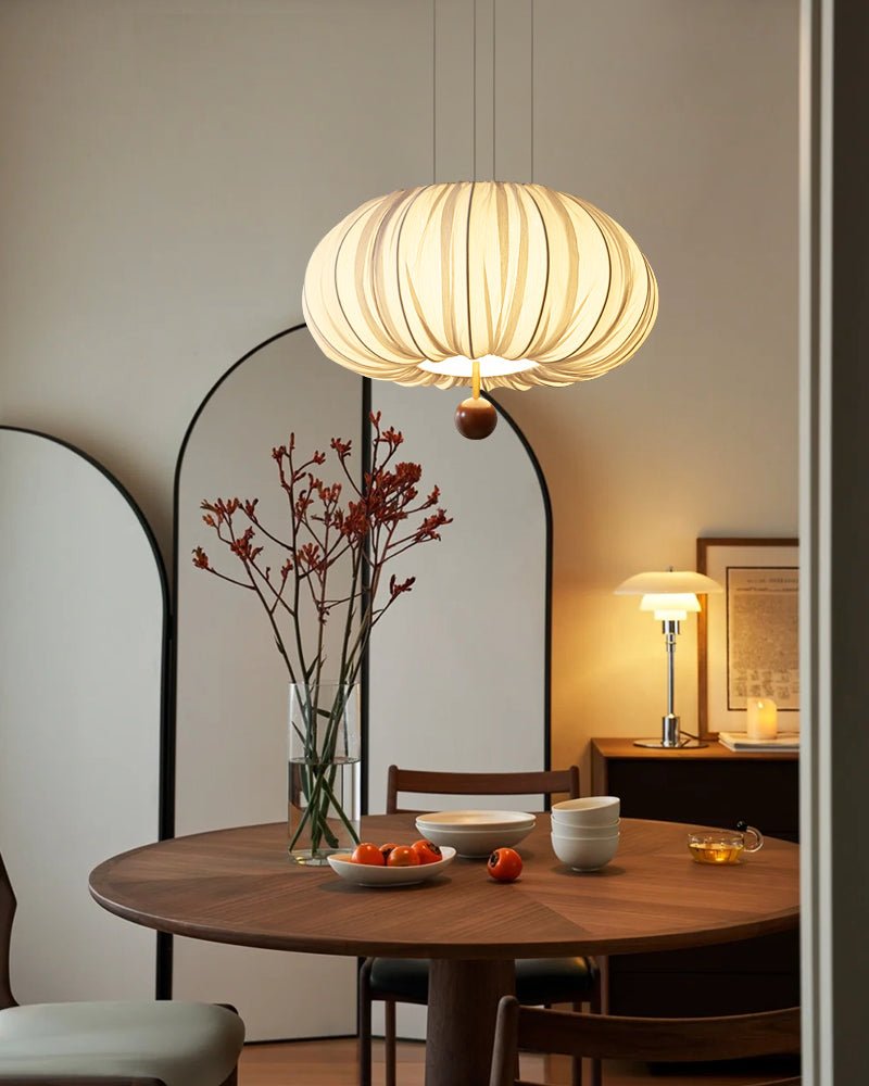 Vasilen premium nordisk kunstnerisk ballonformet loftslampe i træ og stof
