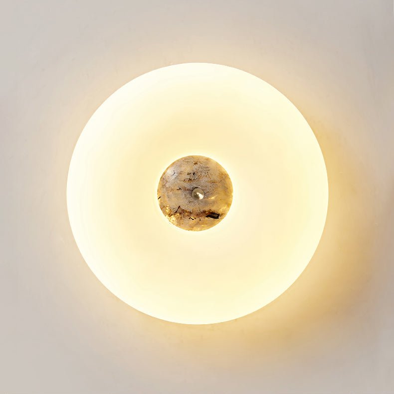 Flen loftslampe med ring i gul travertin