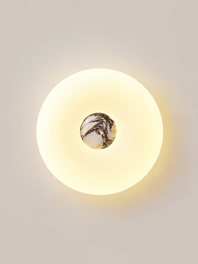 Flen loftslampe med ring i gul travertin