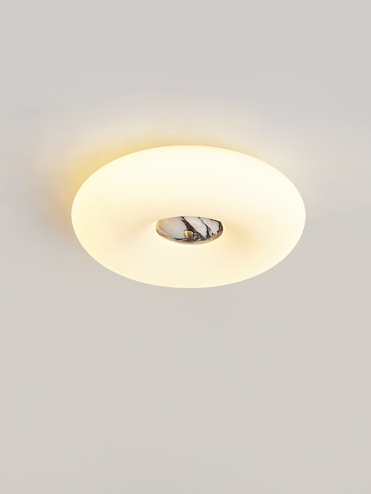 Flen loftslampe med ring i gul travertin
